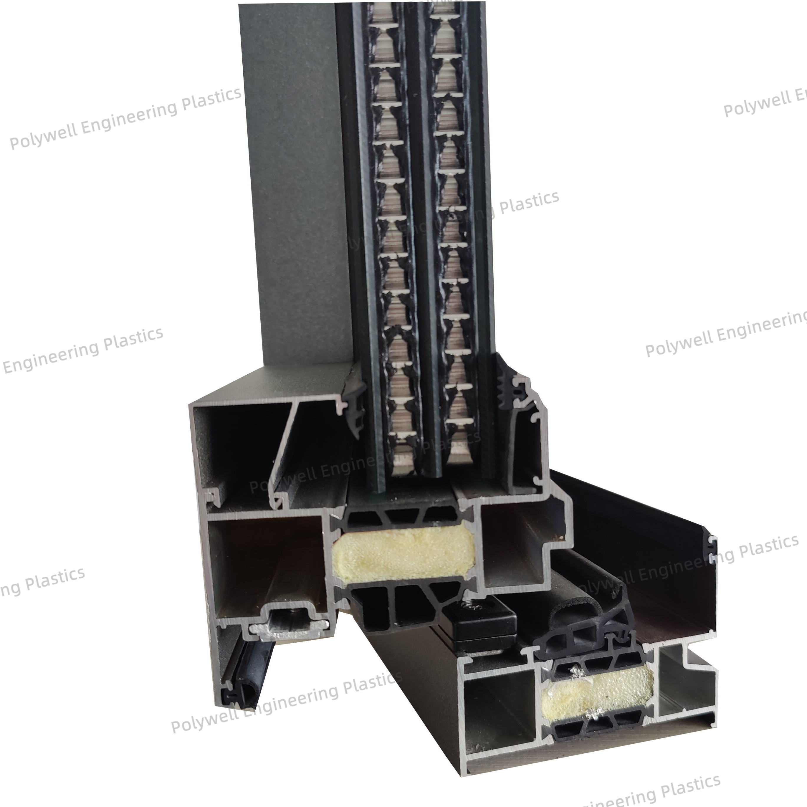 Thermal Break Aluminum Sound Insulation System Window Triple Pane Double Cavity 6050 T5 Profile