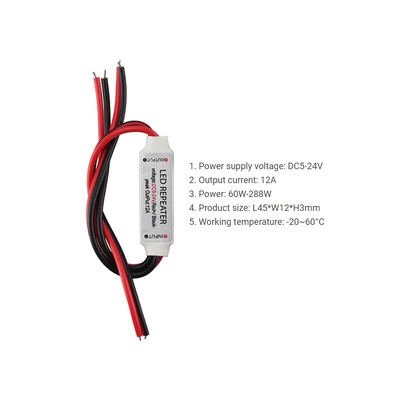 Mini LED Amplifier 12V , RGB LED Repeater For Monochrome Light Strip