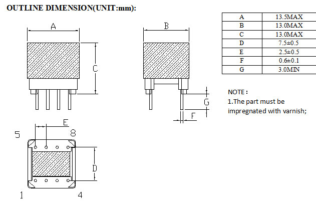 Small High Frequency Power Transformer , Vacuum Varnish EP Power Isolation Transformer