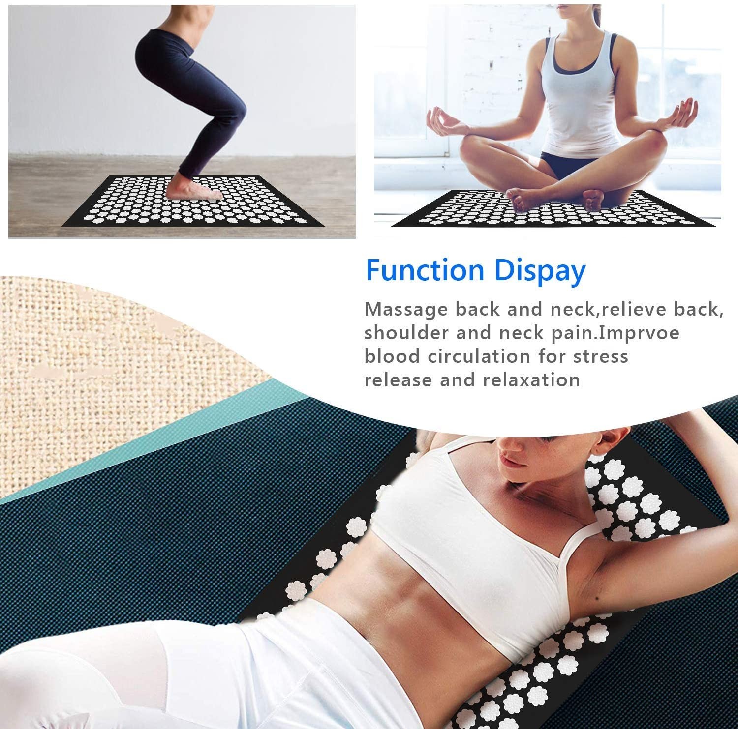 Back Massage Acupressure Yoga Mat High Blood Pressure Reduce Cellulite