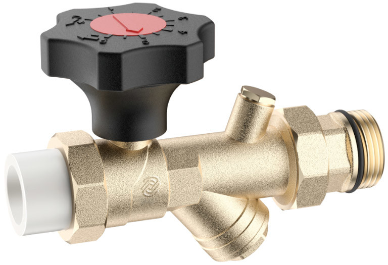 3703 Brass Ball Valve DN20 Flow-Rate Precisely Adjustable with Graduated Handwheel / Meter Outlet / Built-in Strainer