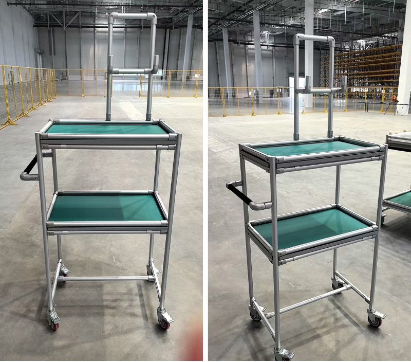 Material Rack System Made From The Third Generation Lean Pipe Aluminum Alloy Tube  Assemble Cart  Hand Trolley