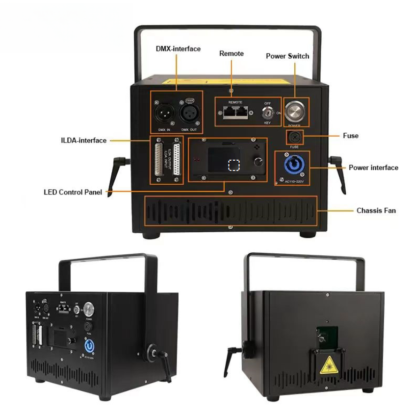50000 Hours Time Laser Light 10W RGBW Stage RGB Animation DJ Disco Light