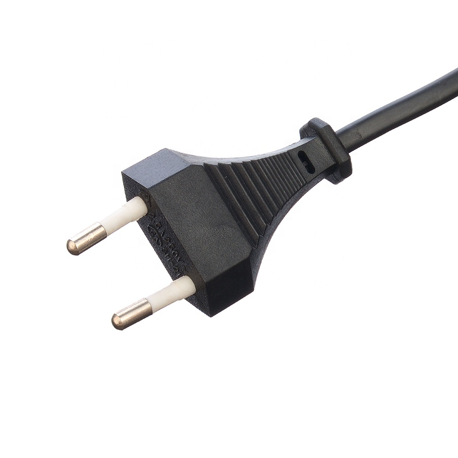 Non-Grounding European VDE 2 Prong Round Pin 2.5A Waterproof Plug Power Cord Extension Cords for Black Electrical Kettles