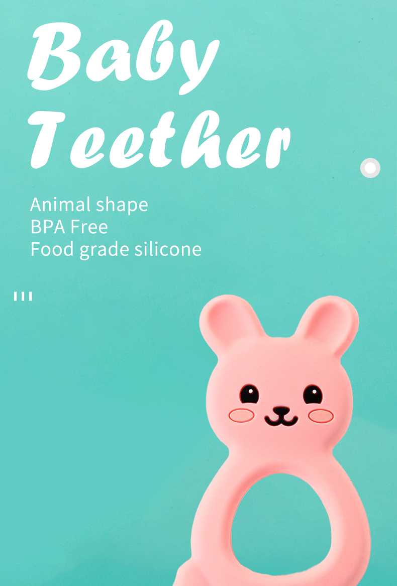 Animal Cat Kitten Silicone Baby Teether BPA Free For Toddler Teething