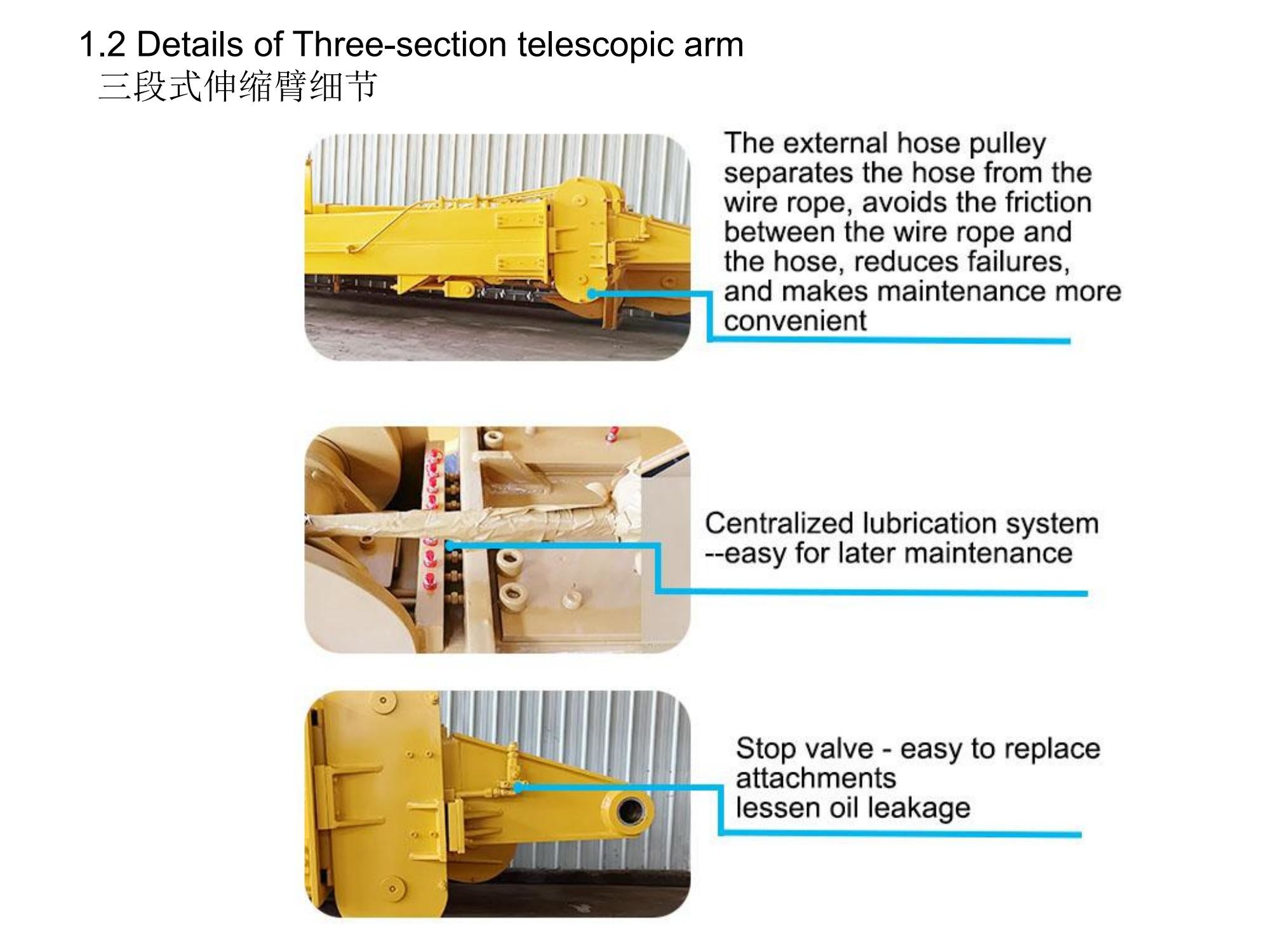 Excavator Telescopic Arm With Hydraulic Long Reach Grapple Better Welding