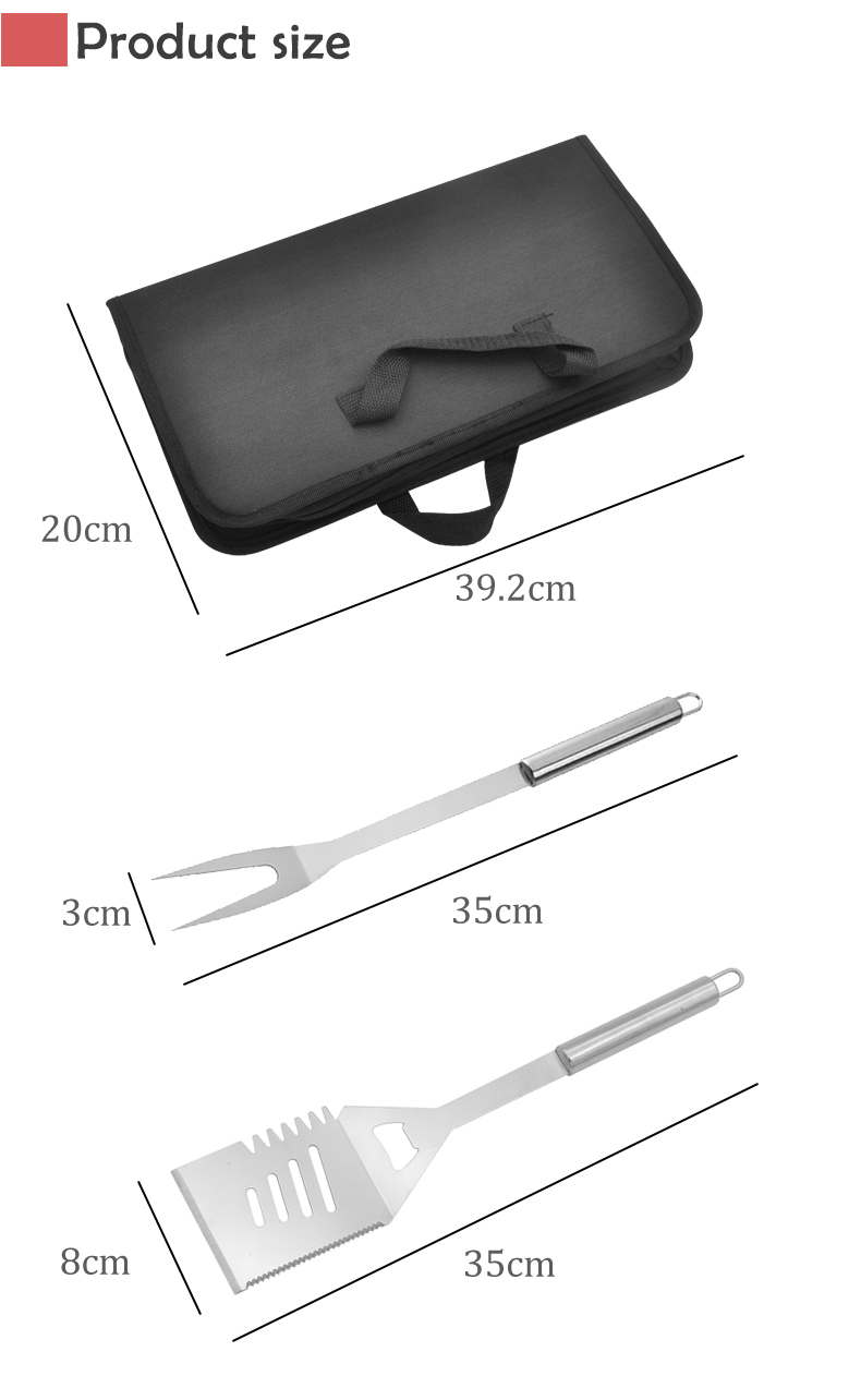 Outdoor Camping Accessories Portable BBQ Tools Set with Customized Logo and Carry Bag