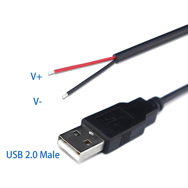 5V USB to Open Stripped Tinned Bare Wires End Pigtail Power Charger Cable for LED Strip Light Lamp