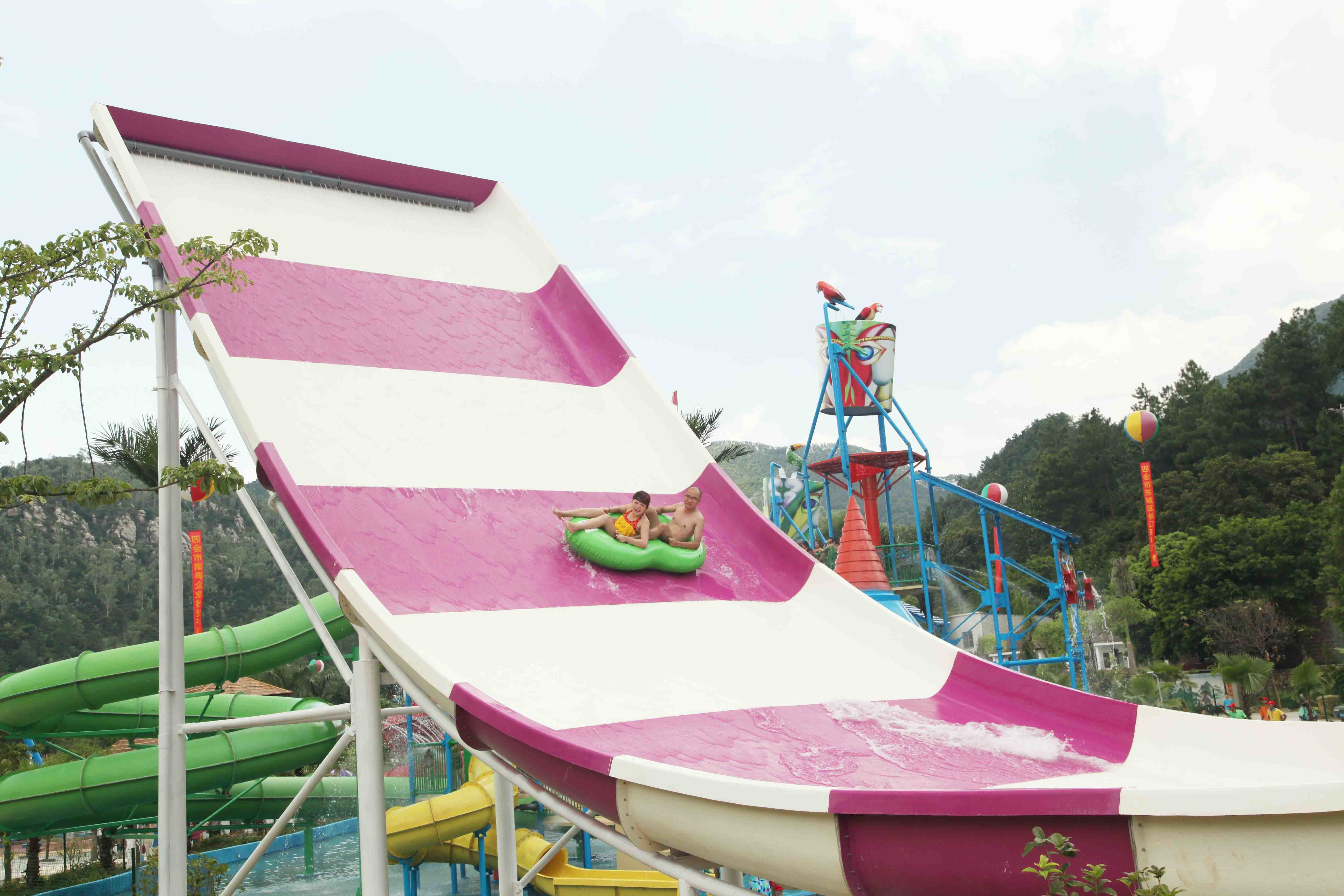 stainless steel / fiberglass Water Slides Floor space 17 * 40m