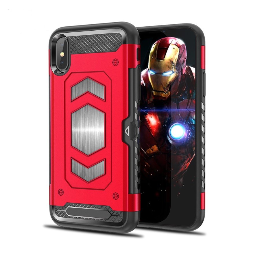 Color Black Red Armor PC TPU Case with Card Pocket Magnetic Car Mount For IphoneX IphoneXS IphoneXS MAX IphoneXR Iphone8