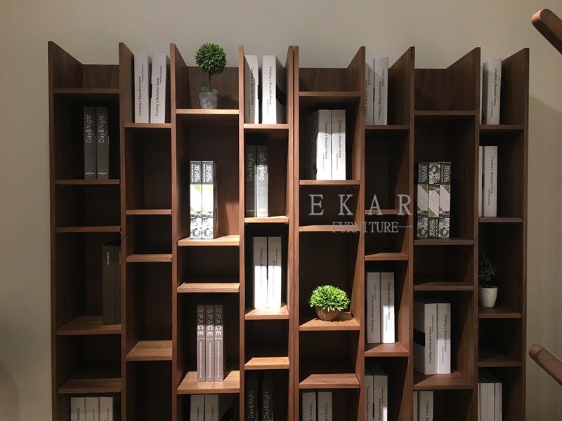 High Quality Walnut Veneer Wooden Bookcase Bookshelf KSL-BK001