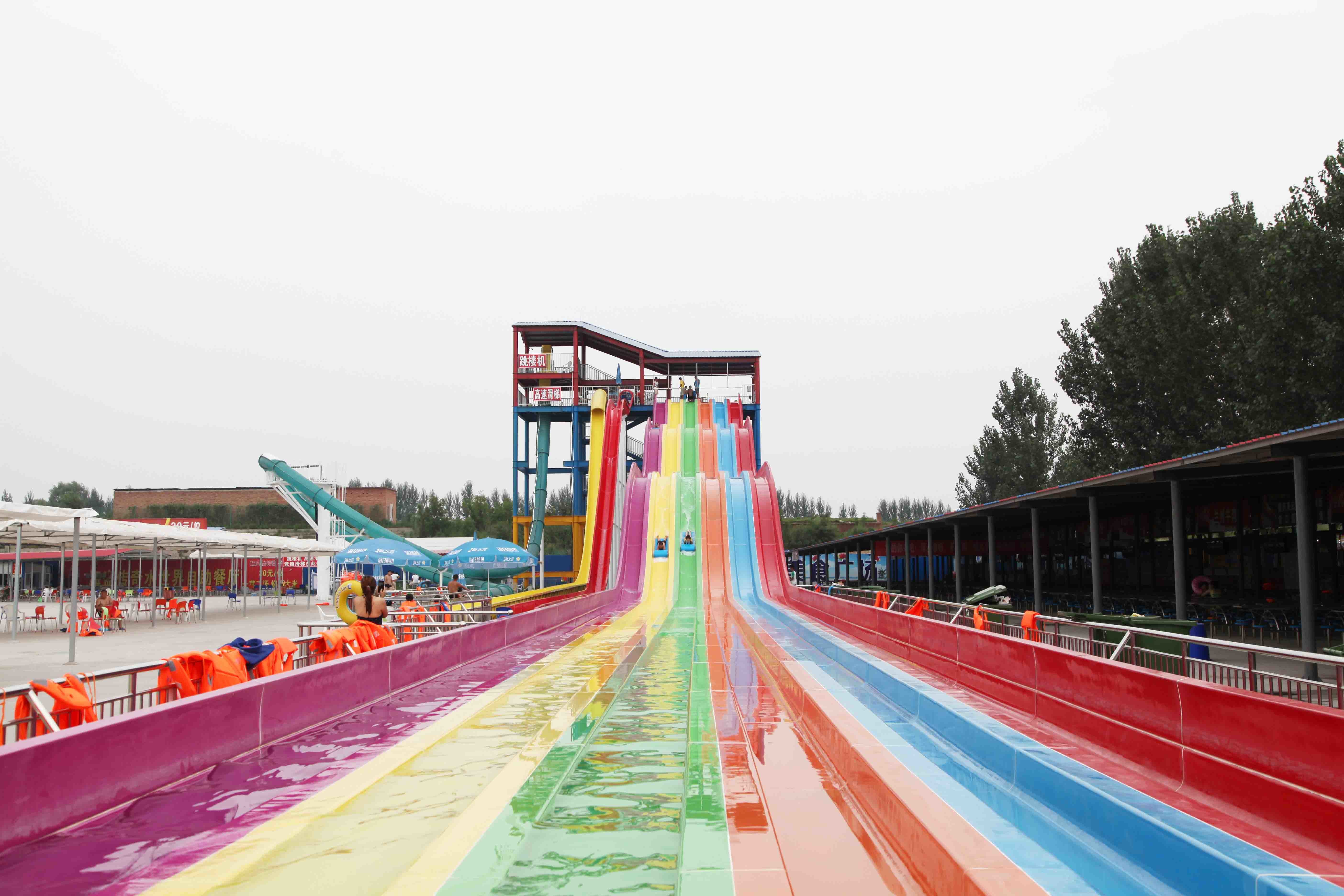Rainbow FRP Custom Water Slides Commercial Outdoor Water Slides Red / Yellow / Green