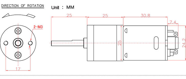Miniature Straight Dual Shaft Dc Gear Motor 6v 12v 25mm 2000rpm