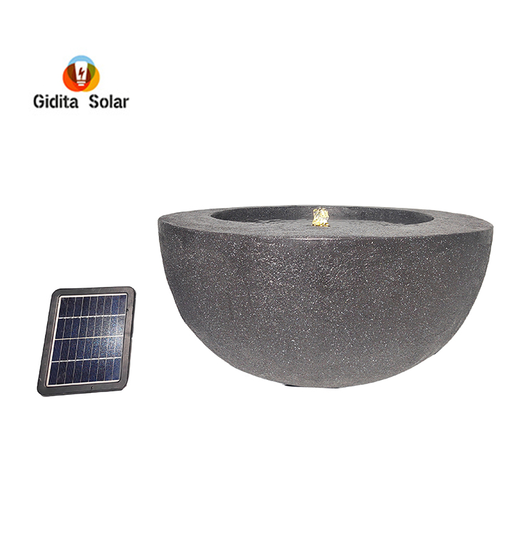 Max Flow 200L/H Solar Water Fountain with Sandstone Bowl Outdoor Water Pump 8V/1W