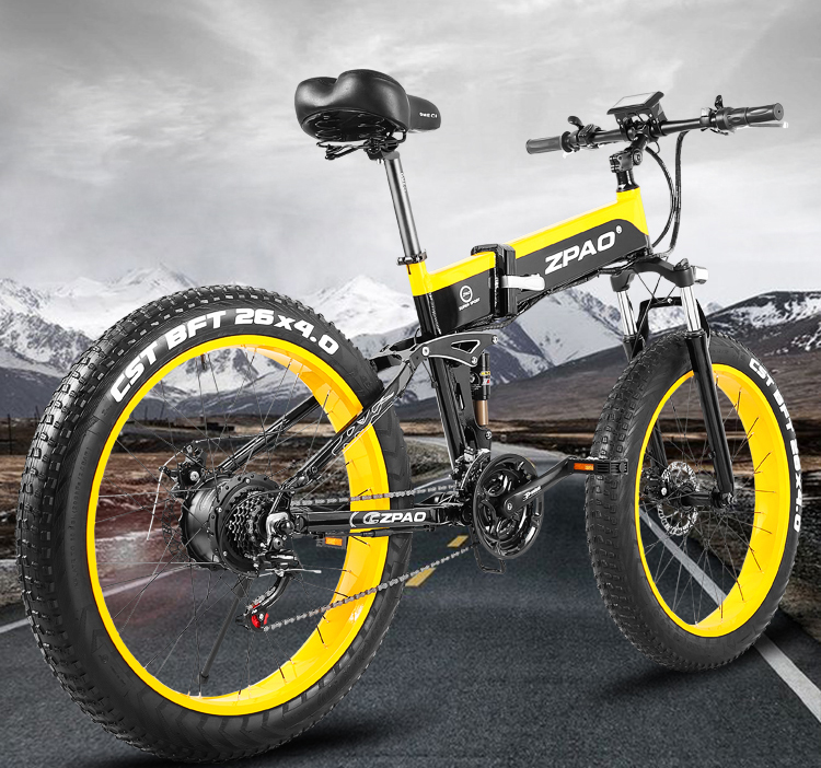 White 26"*4.0 CST Tyre Folding Electric Bike With 48V 12AH 500W Motor Big LCD E-bike