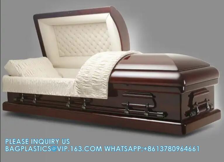 Caskets Cambridge Mahogany Funeral Casket With Almond Velvet Interior - Solid Mahogany Wood