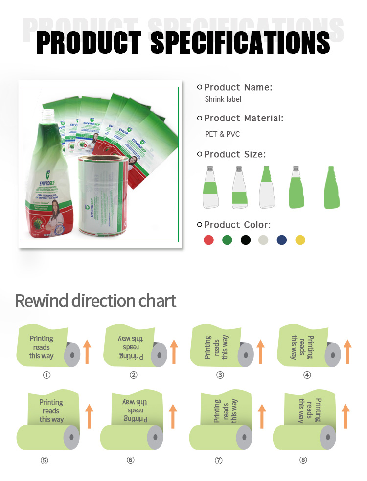 Gravure Wrap Heat Shrink Sleeves For Bottles 76.2mm Pvc Shrink Label Film