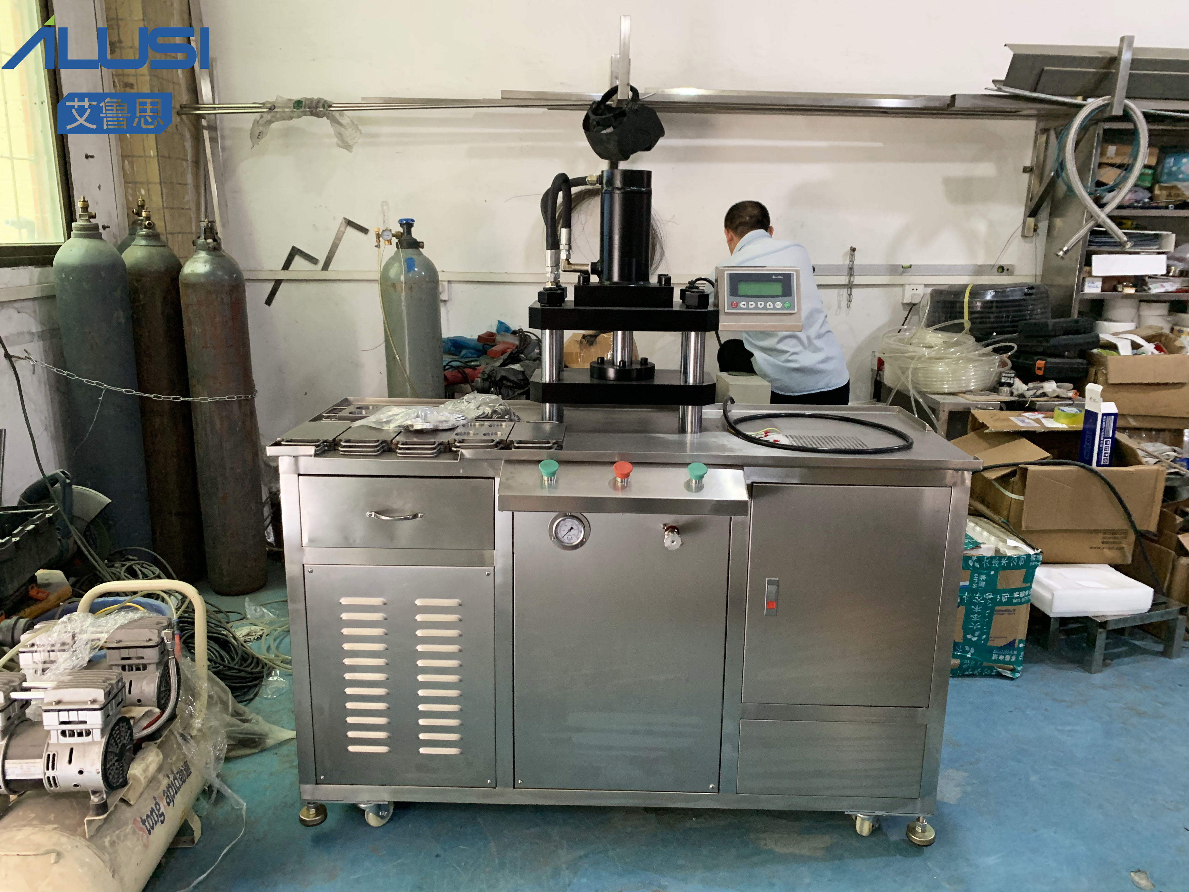380V 50Hz Powder Equipments Semi Automatic Eyeshadow Pressed Powder Cosmetic Pressing Machine