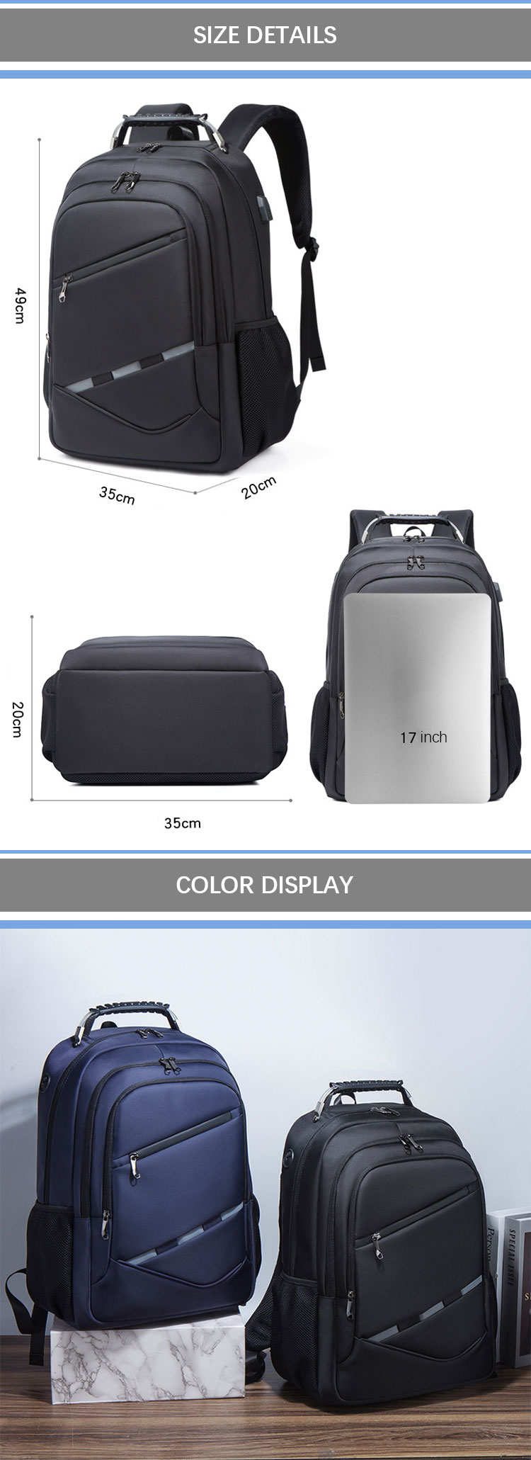Custom Computer Backpack For Business Travel , Anti Theft Smart Backpack With USB