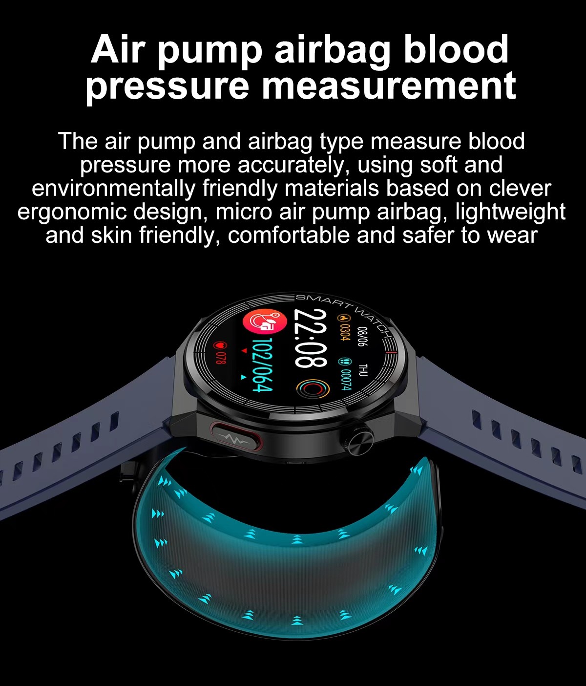 TK62 Health Smart Watch High Blood Pressure Smart Watch ECG PPG Air Pumb Bag