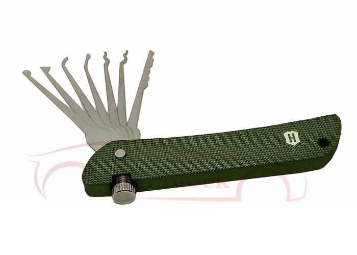 Locksmith Tools Haoshi Foldable 7 in 1 Lock Picking Set Locksmith Tools (Green）