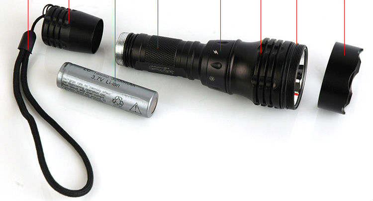 C66 High bright rechargeable Q5 LED diving flashlight