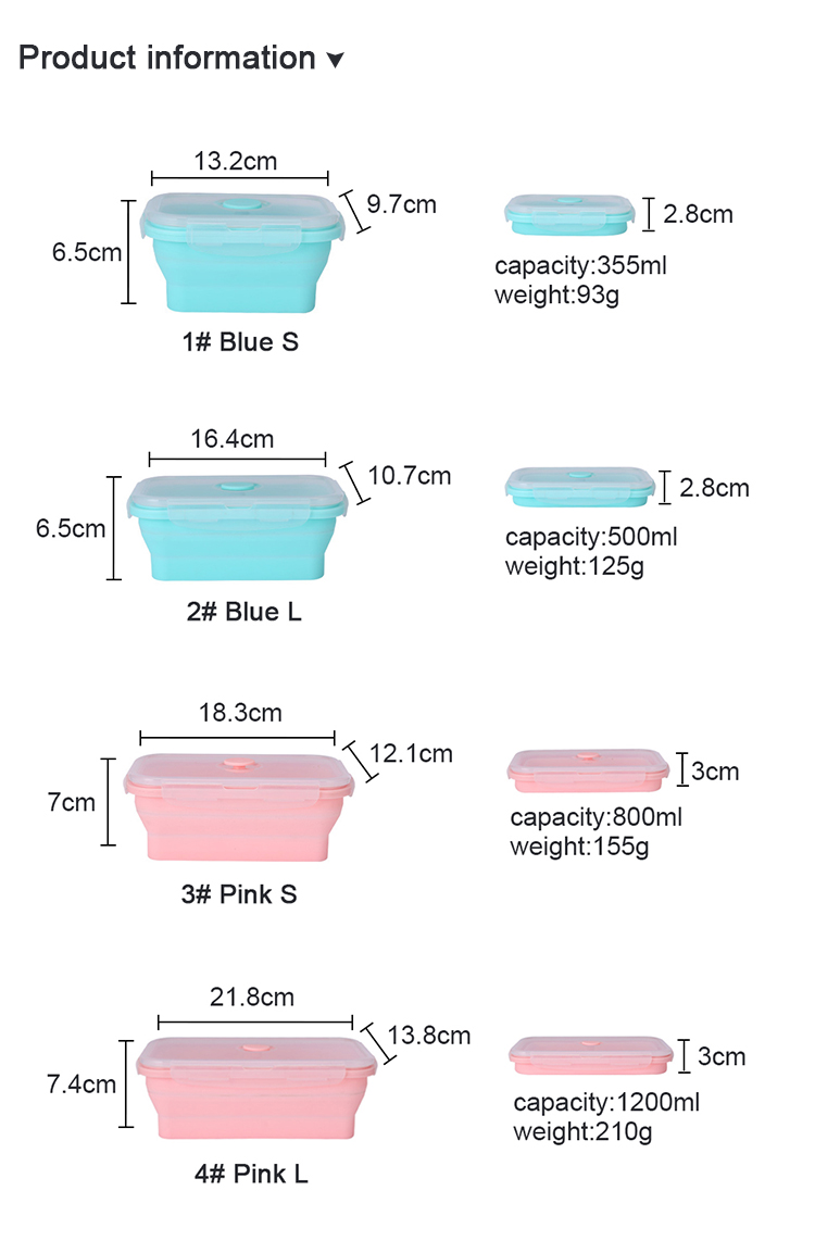 Food Grade Silicone Collapsible Lunch Box Foldable Sustainable With Lid