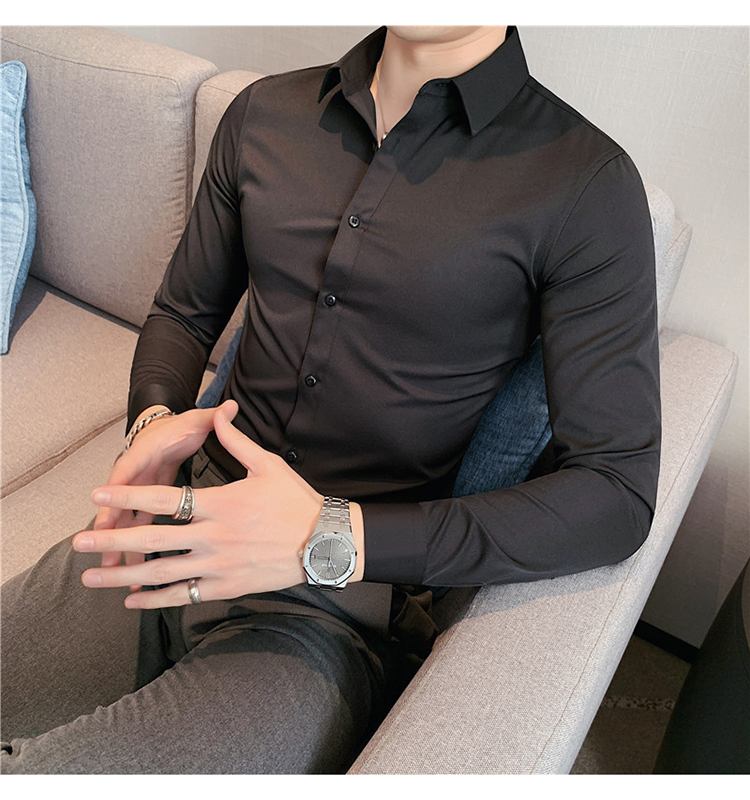Formal Slim Fit Button Down Dress Shirts for Men Custom Breathable and Solid Colors
