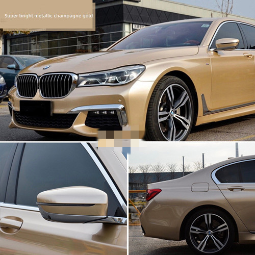 PET Super Bright Gloss Car Vinyl Wrap Metallic Champagne Gold