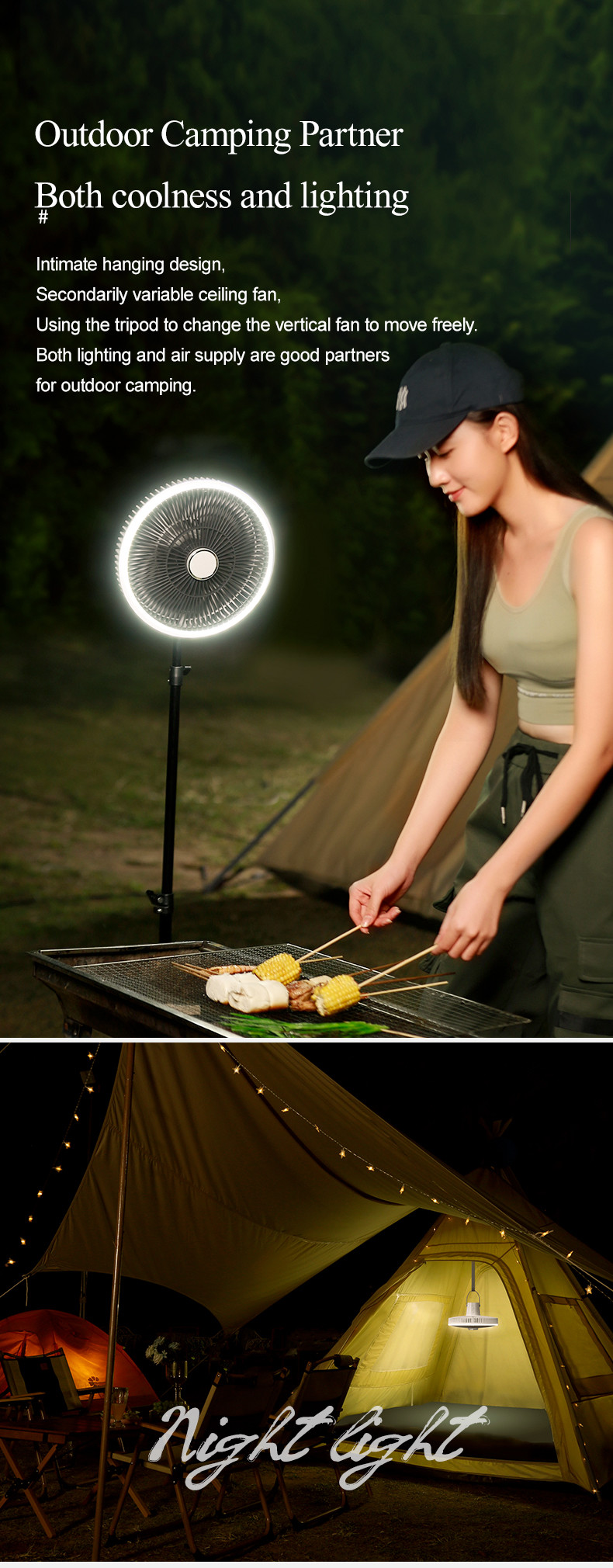 Rechargeable Usb Type C Fan Tripod 10000mAh Battery Portable Standing Fan