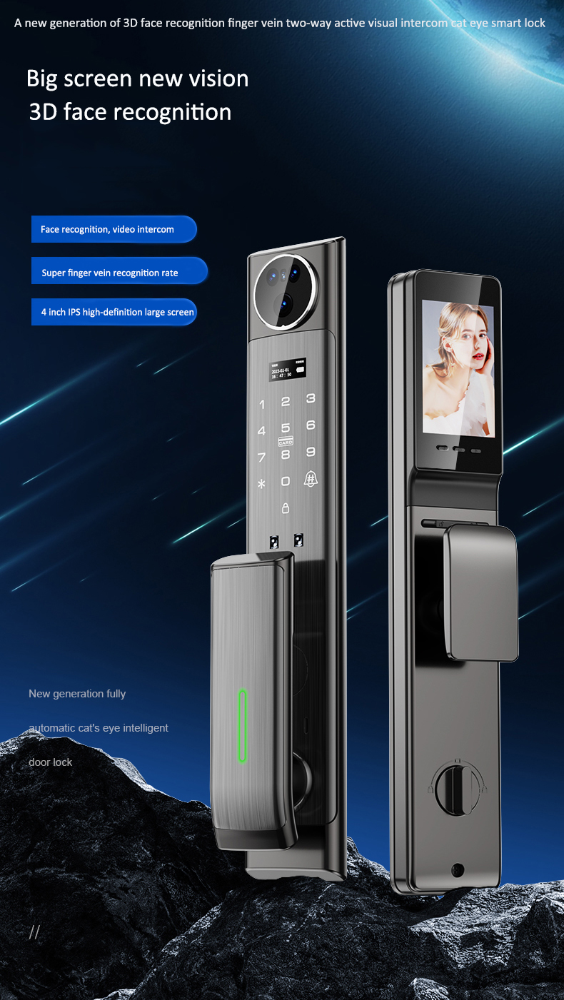 3D Face ID Electronic Entrance Door Locks Apartments Face Recognition Digital Lock
