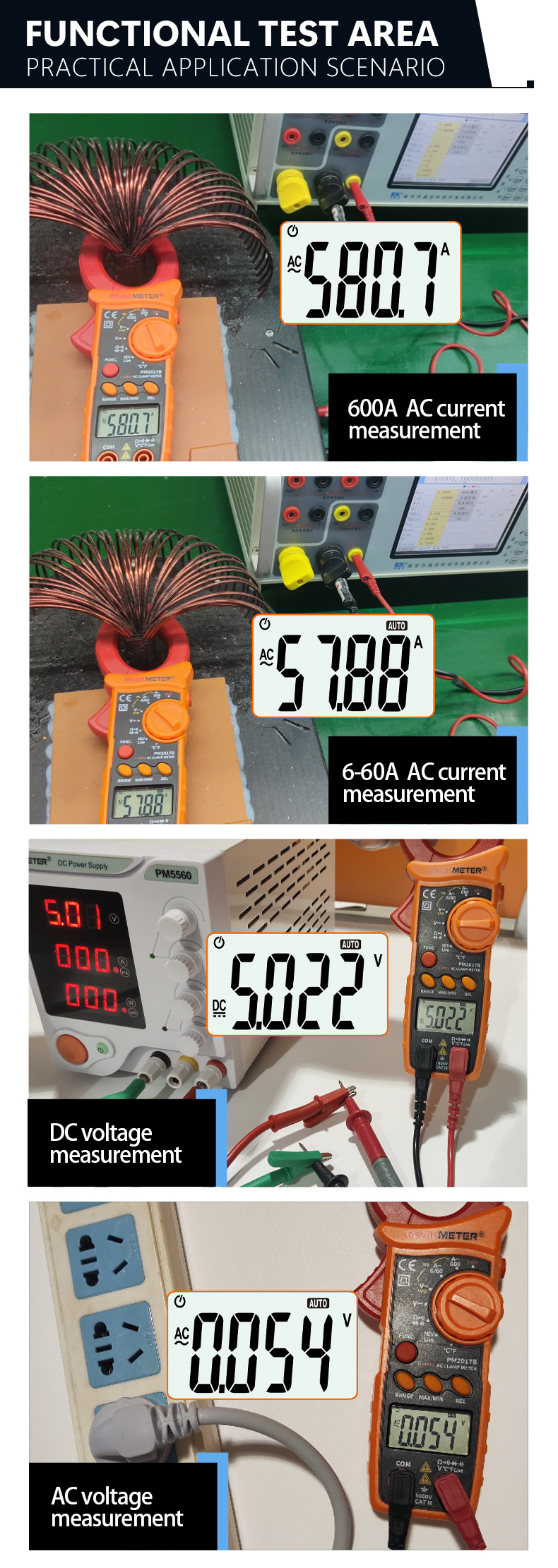 AC Digital Clamp Meters With Non-Contact Voltage Detaction,1000V AC/DC NCV，VFD and Ture RMS