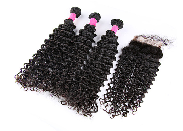 6A Unprocessed Virgin Human Hair Deep Wave Natural Black 1b# , Avoid Shedding