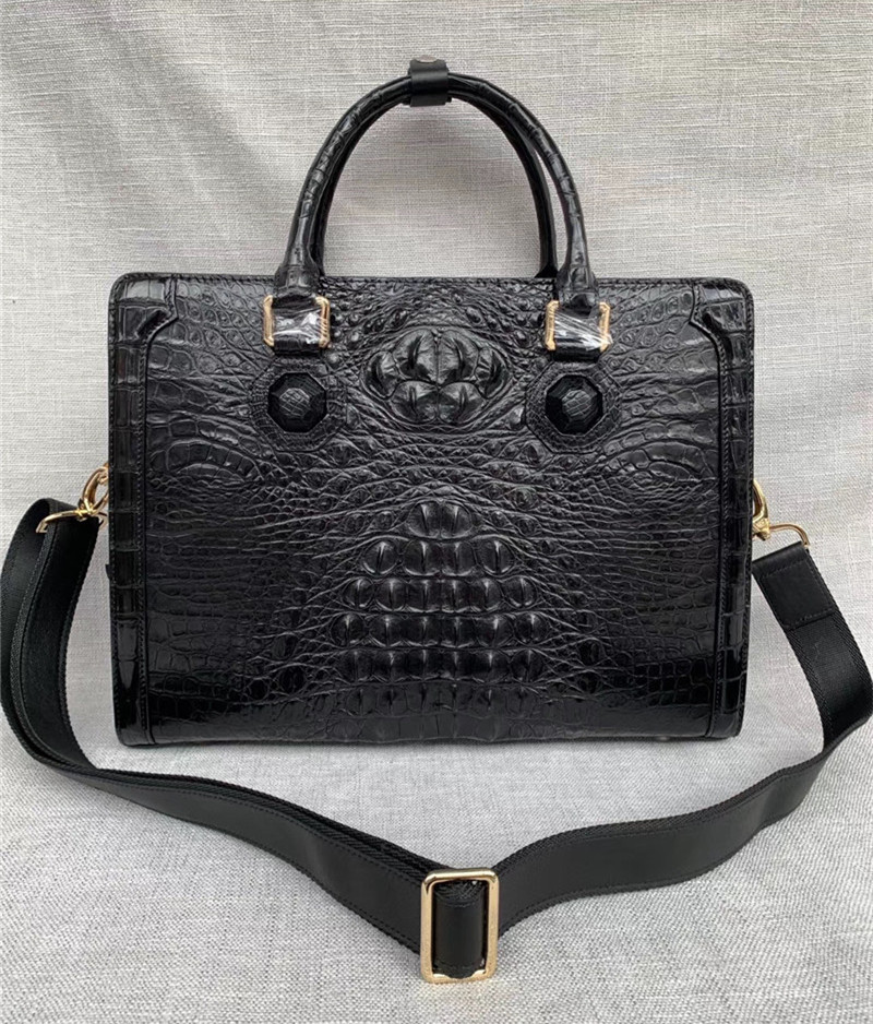 Genuine Crocodile Skin Businessmen Laptop Briefcase Exotic Alligator Leather Male Working Handbag Large Shoulder Bag