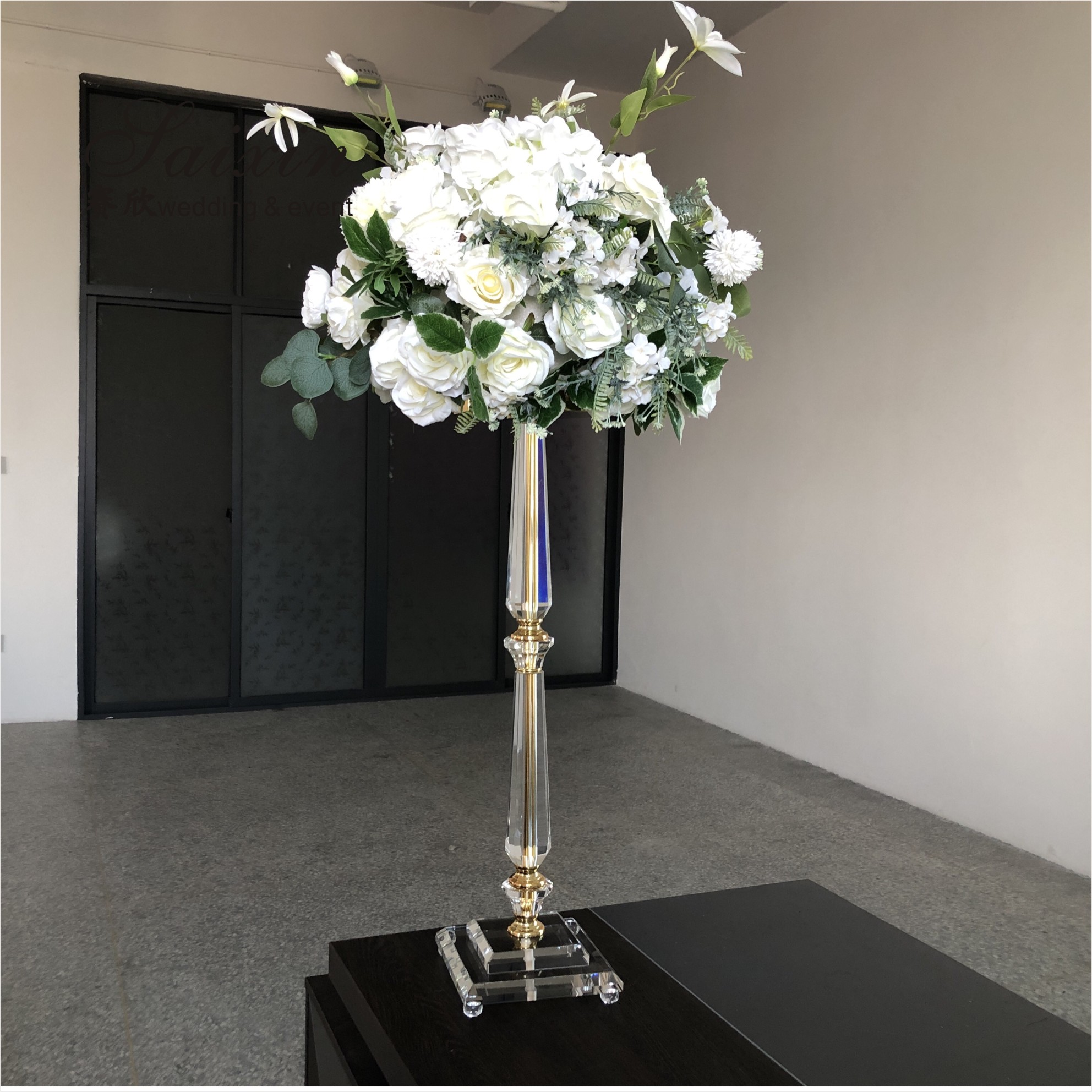 Elegant Trendy 9 Arm Crystal Candelabra for Interior Decor custom tall tube black Silver