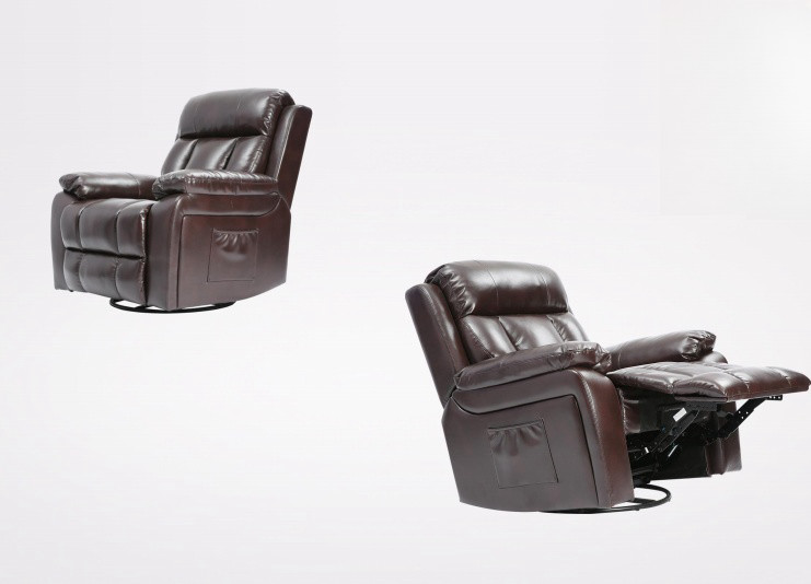 PU Leather Manual Reclining Chair Modern Swivel Stretch Recliner Chair 96x101x102CM
