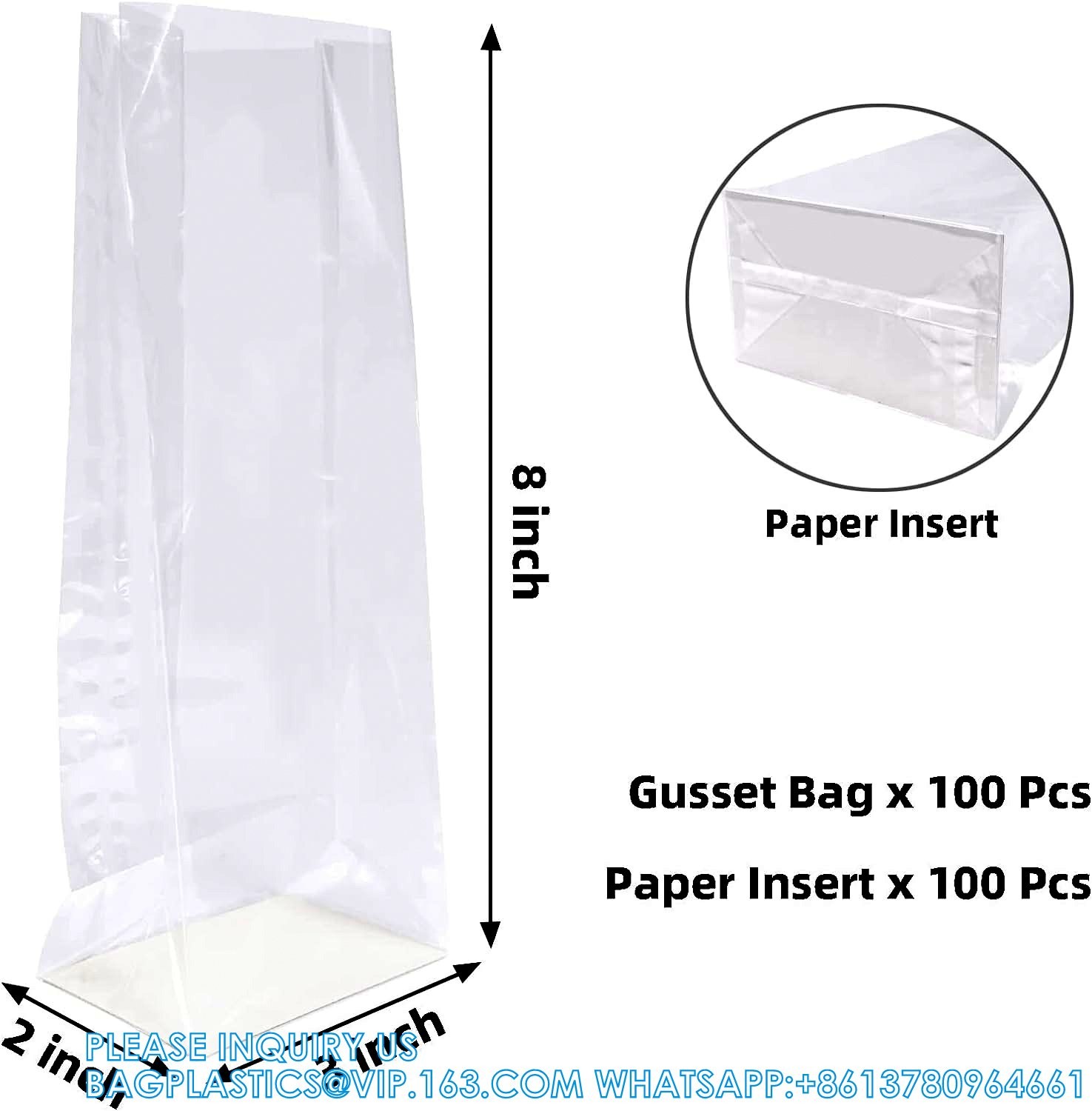 Opp Pla Packaging Bag Candy Bopp Clear Block Bottom Pouch Opp Square Bottom Bag Opp Cello Gusset Square Bottom Bag