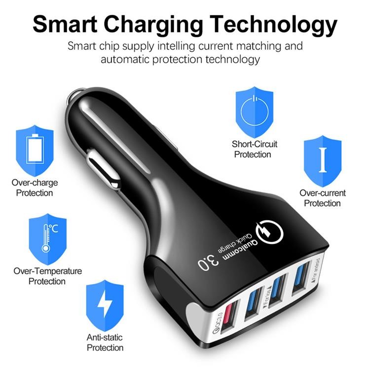 QC3.0 4 Port USB Car Charger 7A 35W IPhone Charger Adapter