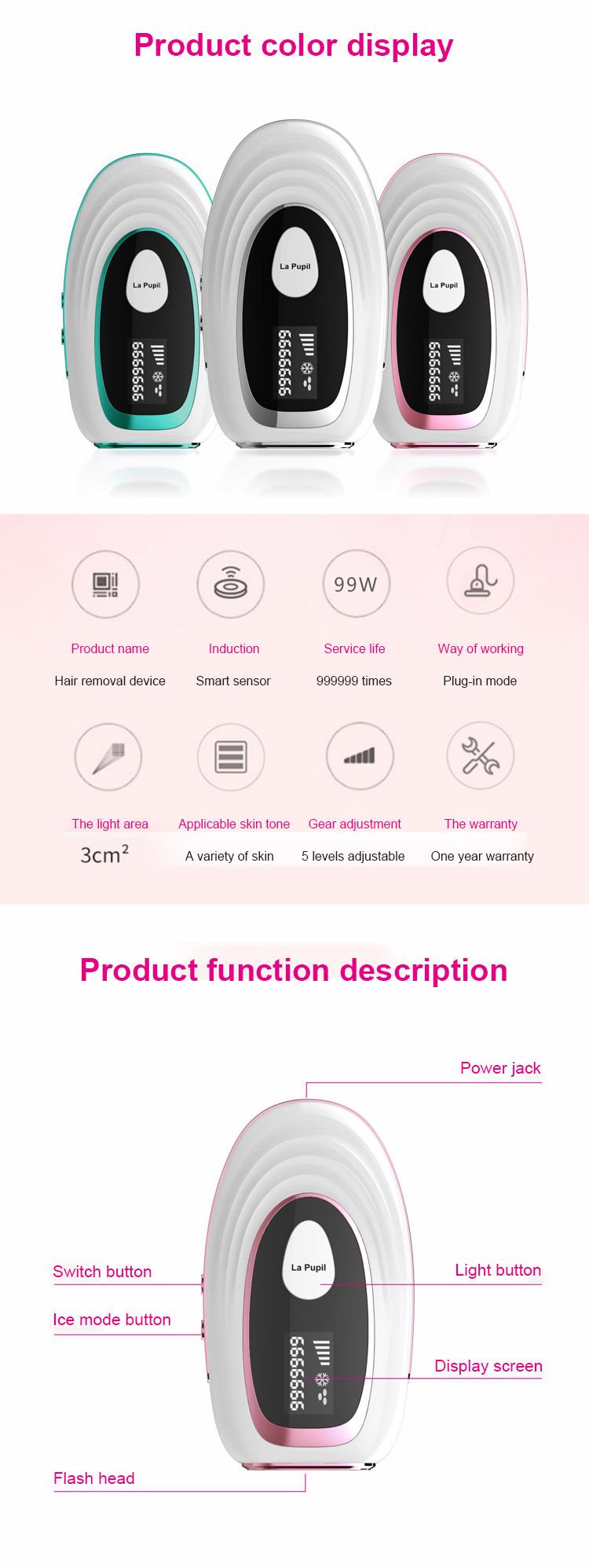Shopify Dropshipping Laser Hair Removal Machine Women Portable Home Handset Laser Hair Removal