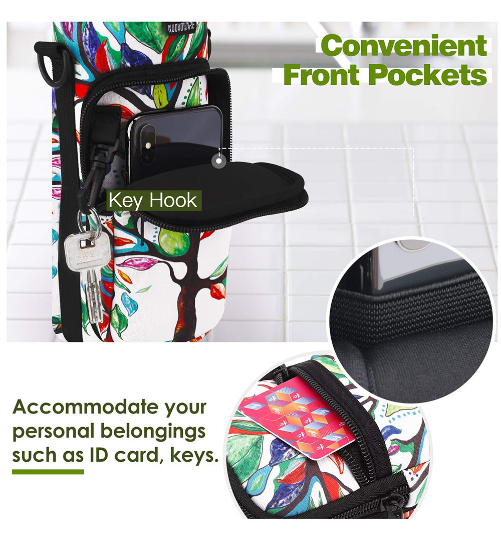 2 Pockets Neoprene Insulated Water Bottle Holder
