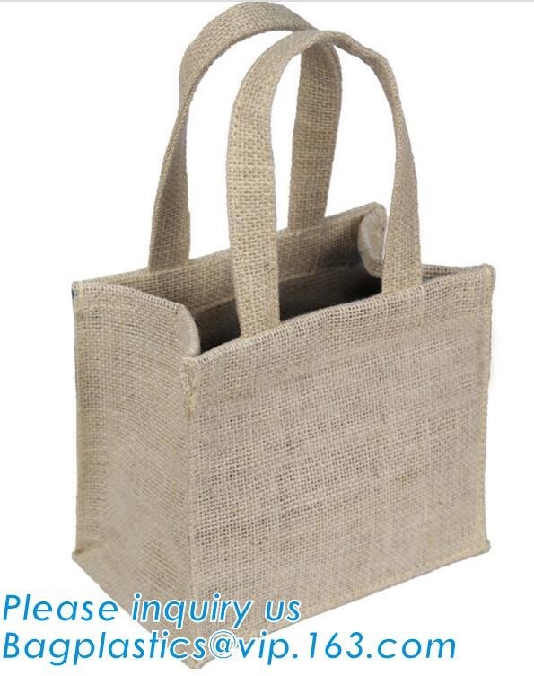 Multifunctional jute bag with low price,Natural Burlap Tote Bags Reusable Jute Bags with Full Gusset,shoulder strap plai