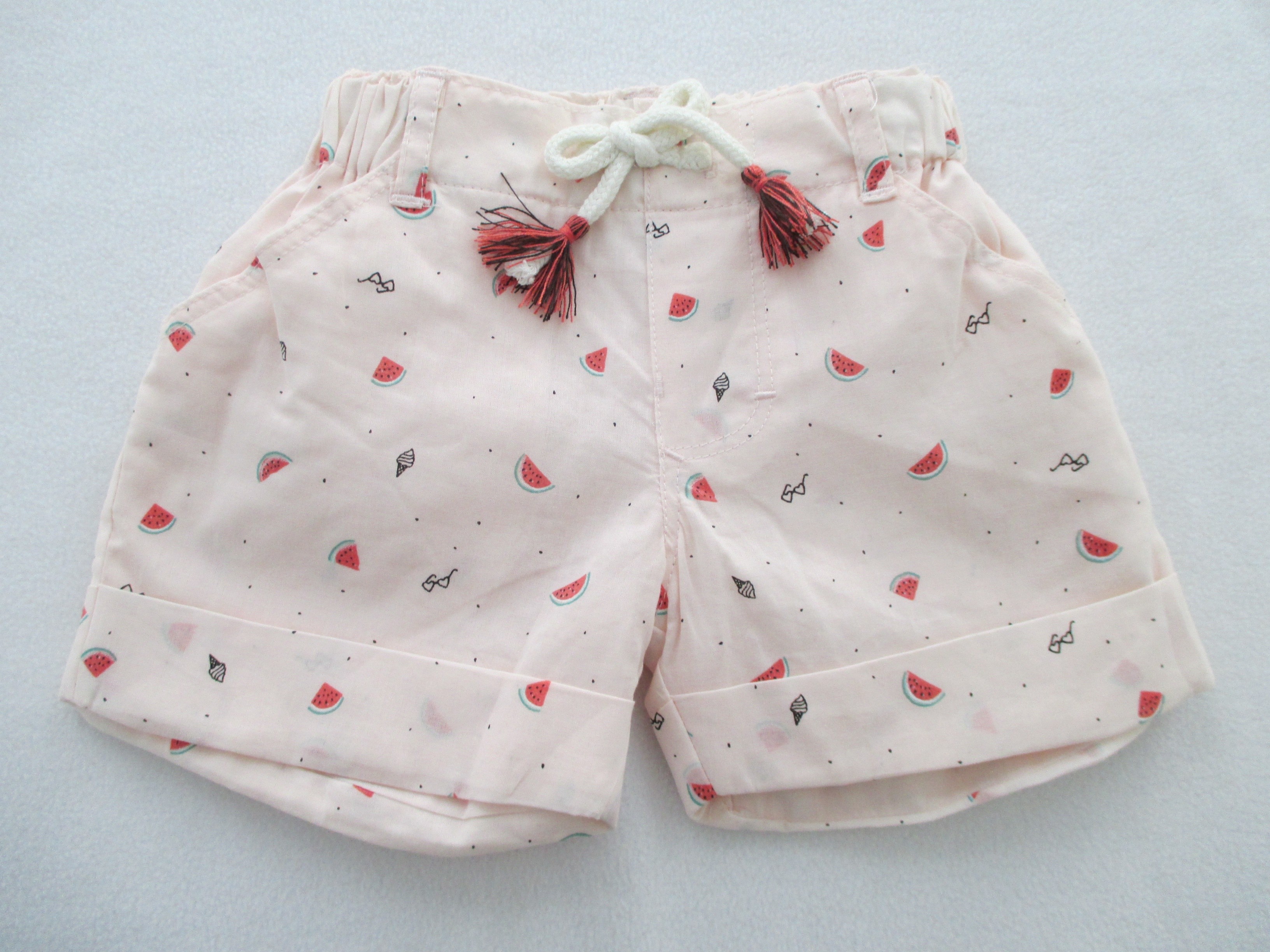 Short Baby Girl Two Piece Sets Cotton Woven Voile All Over Print