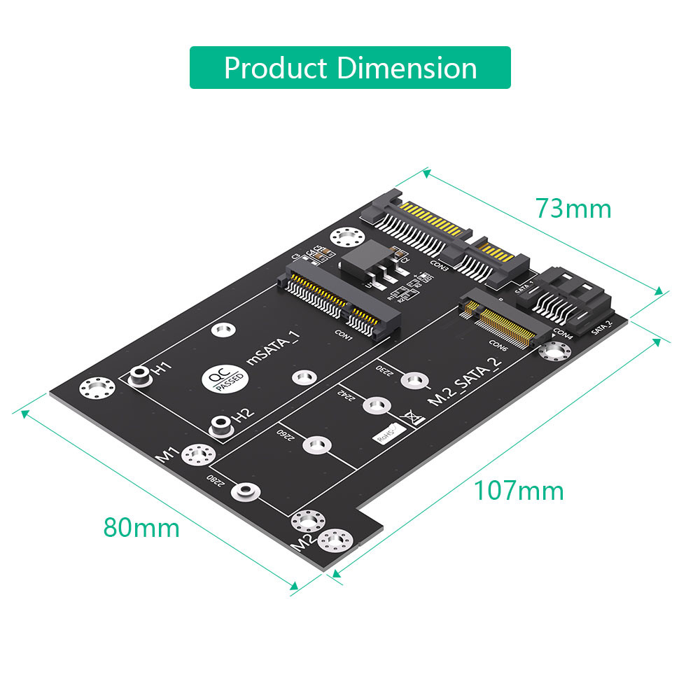 MSATA to Dual SATA3 Converter Adapter Card for Upgrade Version 2 in 1 M.2 NGFF SSD