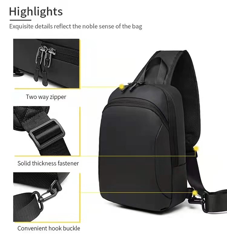 Fashion OEM Nylon Men Shoulder Chest Sling Bags 18*12*28cm