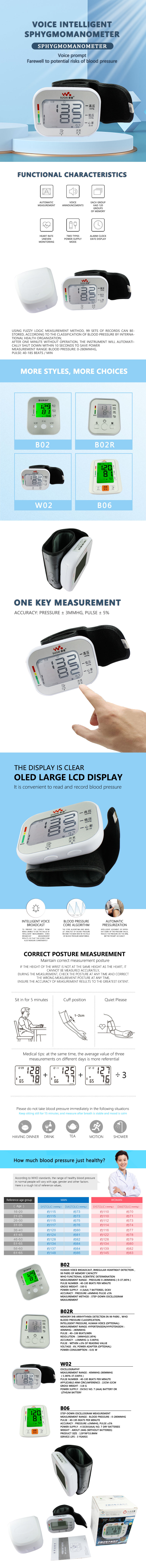 W02 Household Digital LCD Heart Beat Rate Pulse Meter Measure Automatic Arm Blood Pressure Monitor