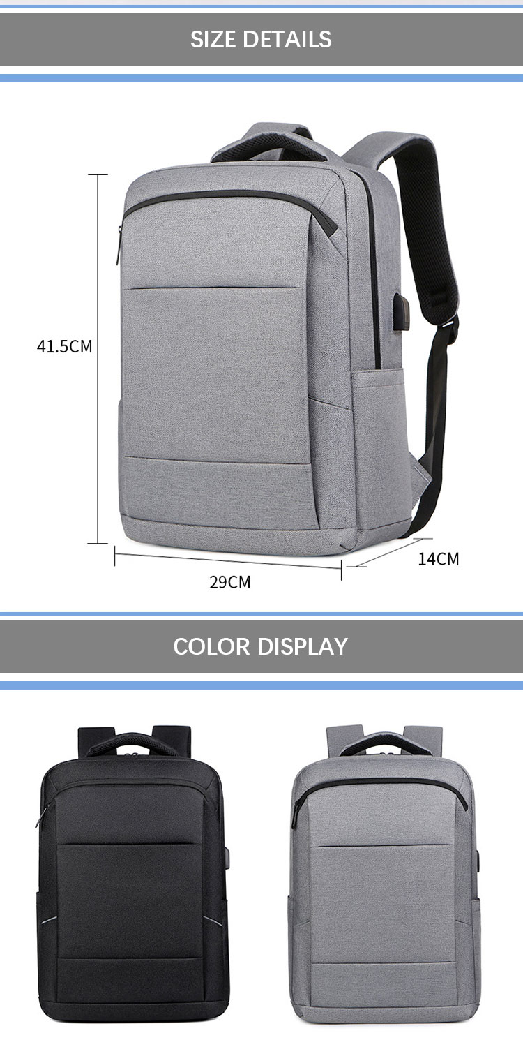 OEM USB Charging Laptop Backpack Business Notebook Bag With Zipper Closure