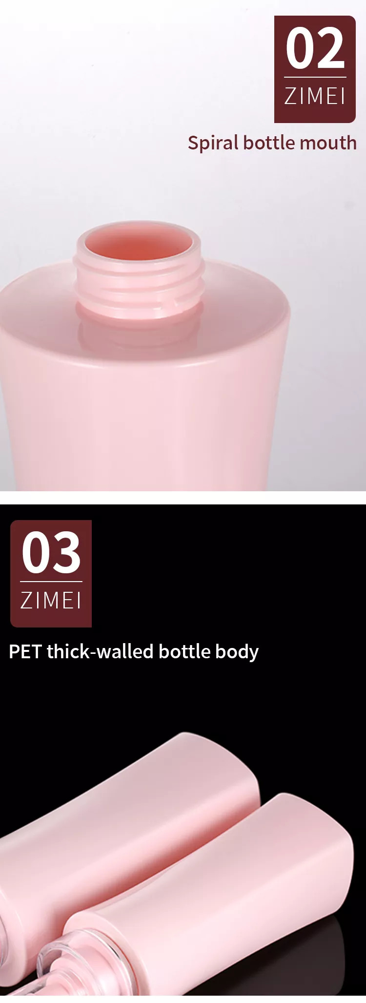 Empty 350ml 500 Ml Luxury Body Lotion Packaging Shower Gel Container Pink Shampoo Bottles