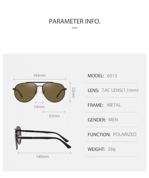 HD Polarized Round Metal Sunglasses Driving Anti Glare Sunglasses 61mm Lens
