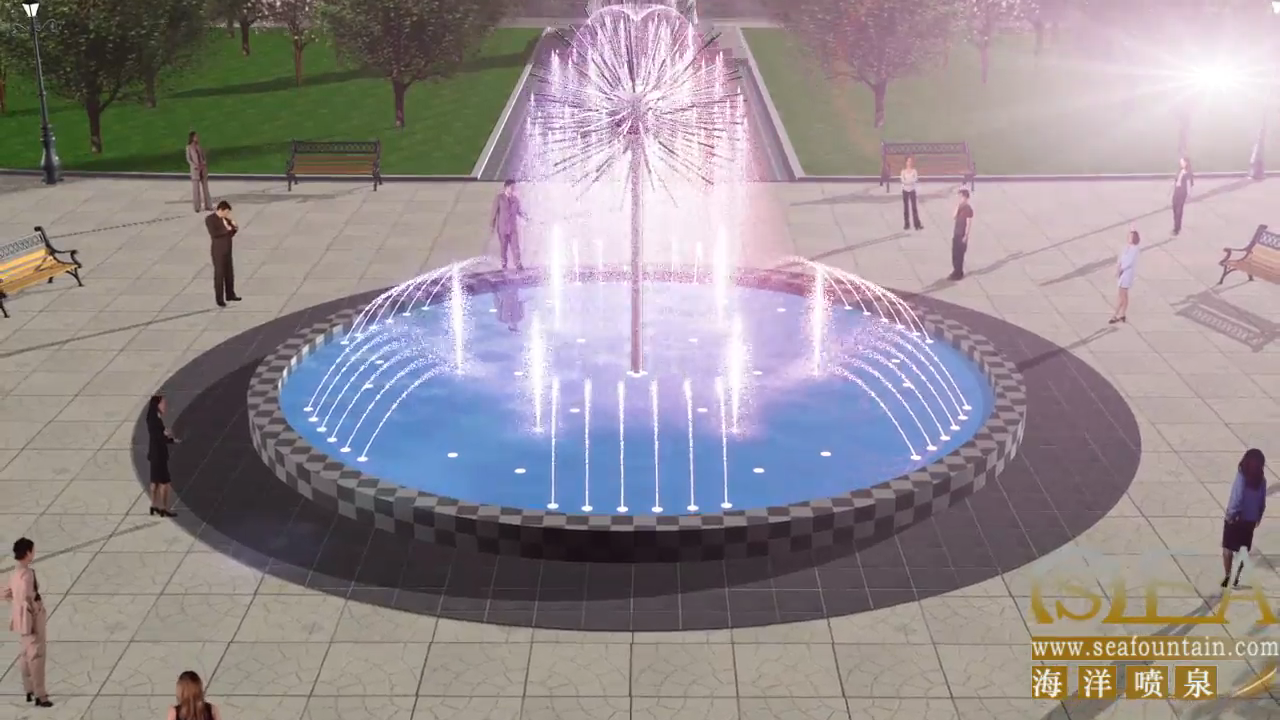 Colorful Dandelion Fountain With LED Waterproof Lights
