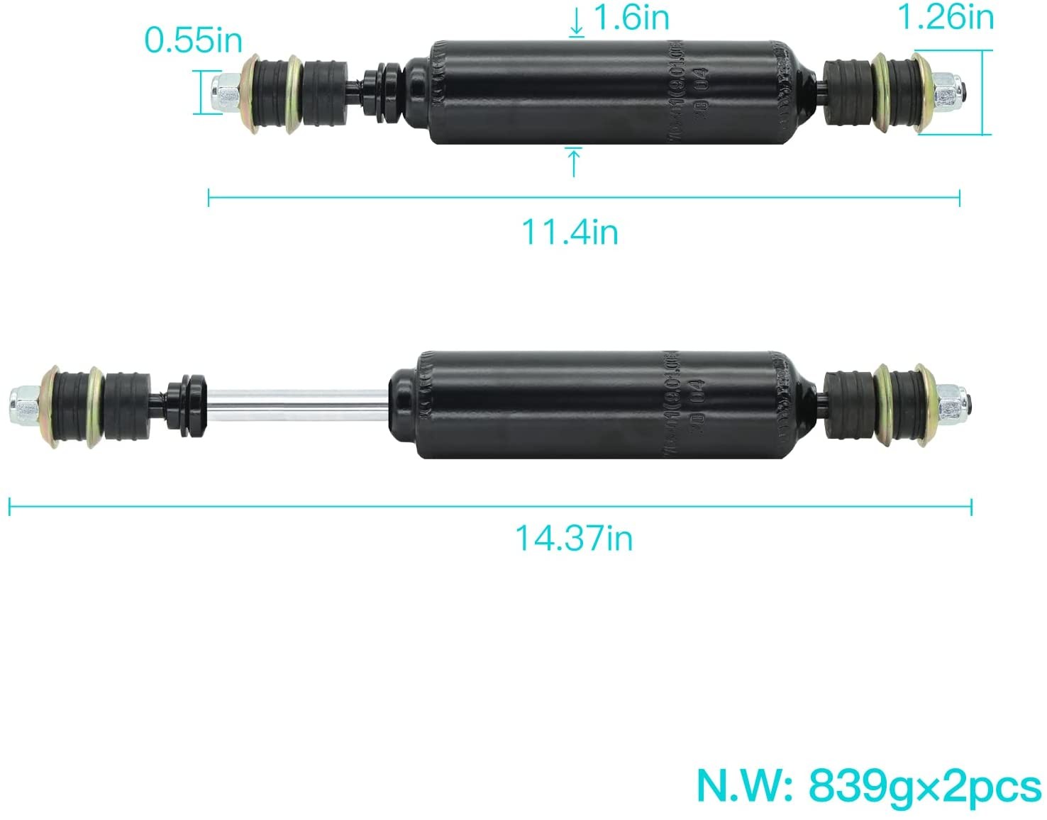 Club Car DS And Precedent Golf Carts Rear Shock Absorber Set 2pcs 1013164 102588501